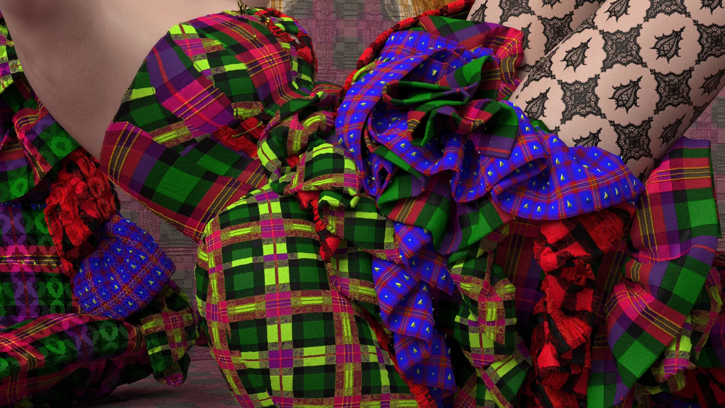 Colourful sculptural textile work by Lina Khalil.